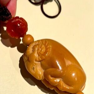 Vintage Carved Tagua Nut Ram Netsuke